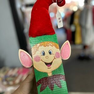 Festive Elf Wooden Decoration